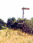 Beim Abbau vergessenes Bahnsignal hinter Reichenweiler 1993