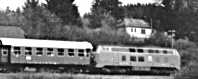 Personenzug etwa 2 km vor dem Bahnhof Reichenweiler, etwa 1969